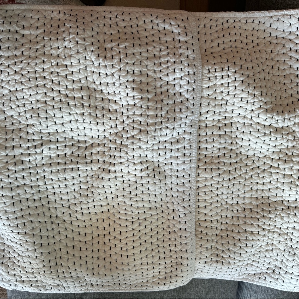 Casper white navy quilted pillow shams